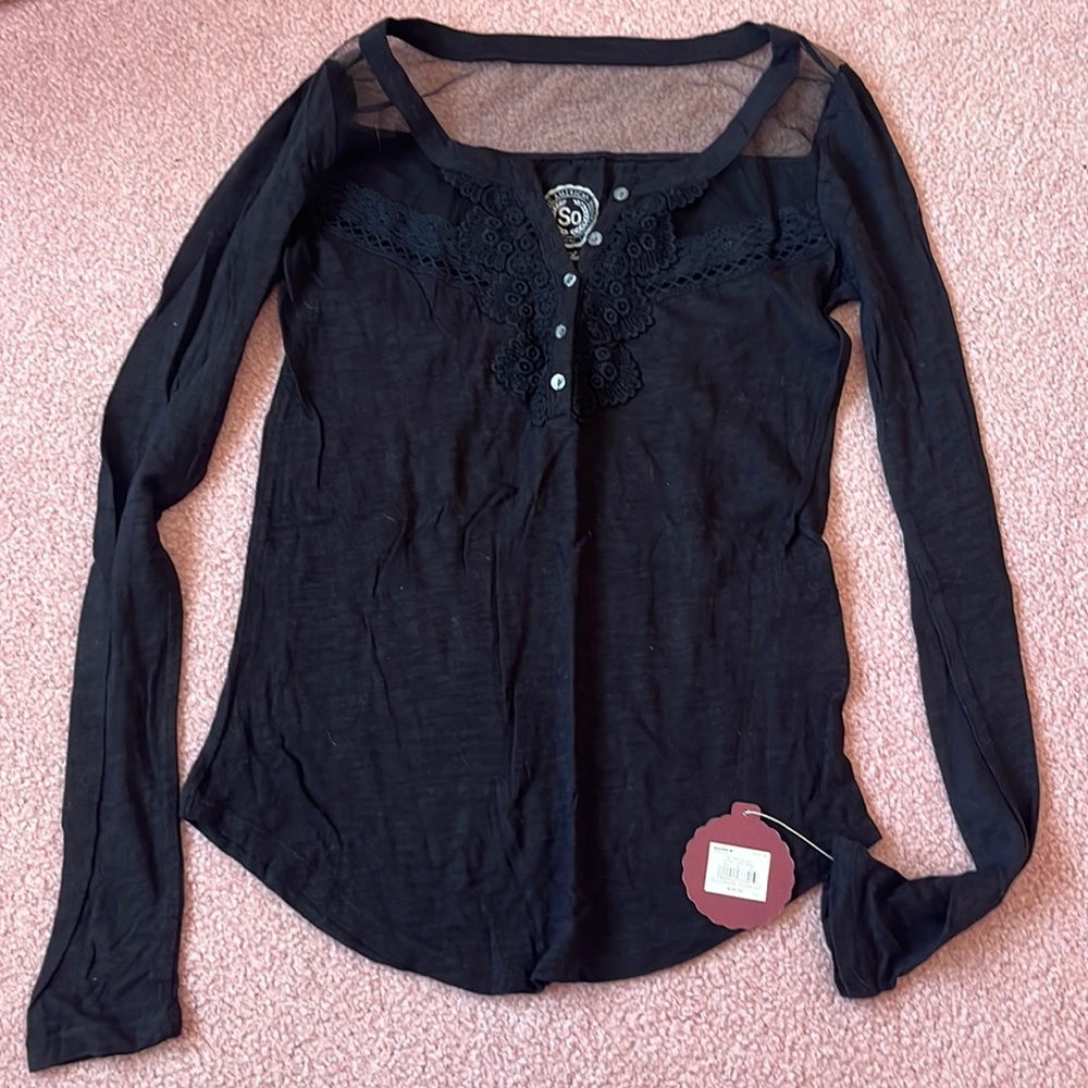 NWT SO Long Sleeve Black Shirt Size Xs